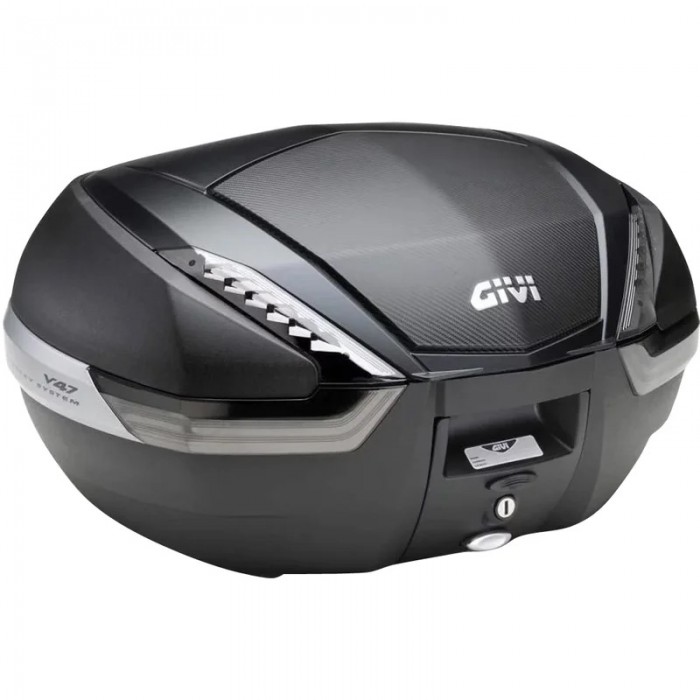 Givi 47L Tech Top Box Black With Carbon Pattern Inserts and Smoked Reflectors